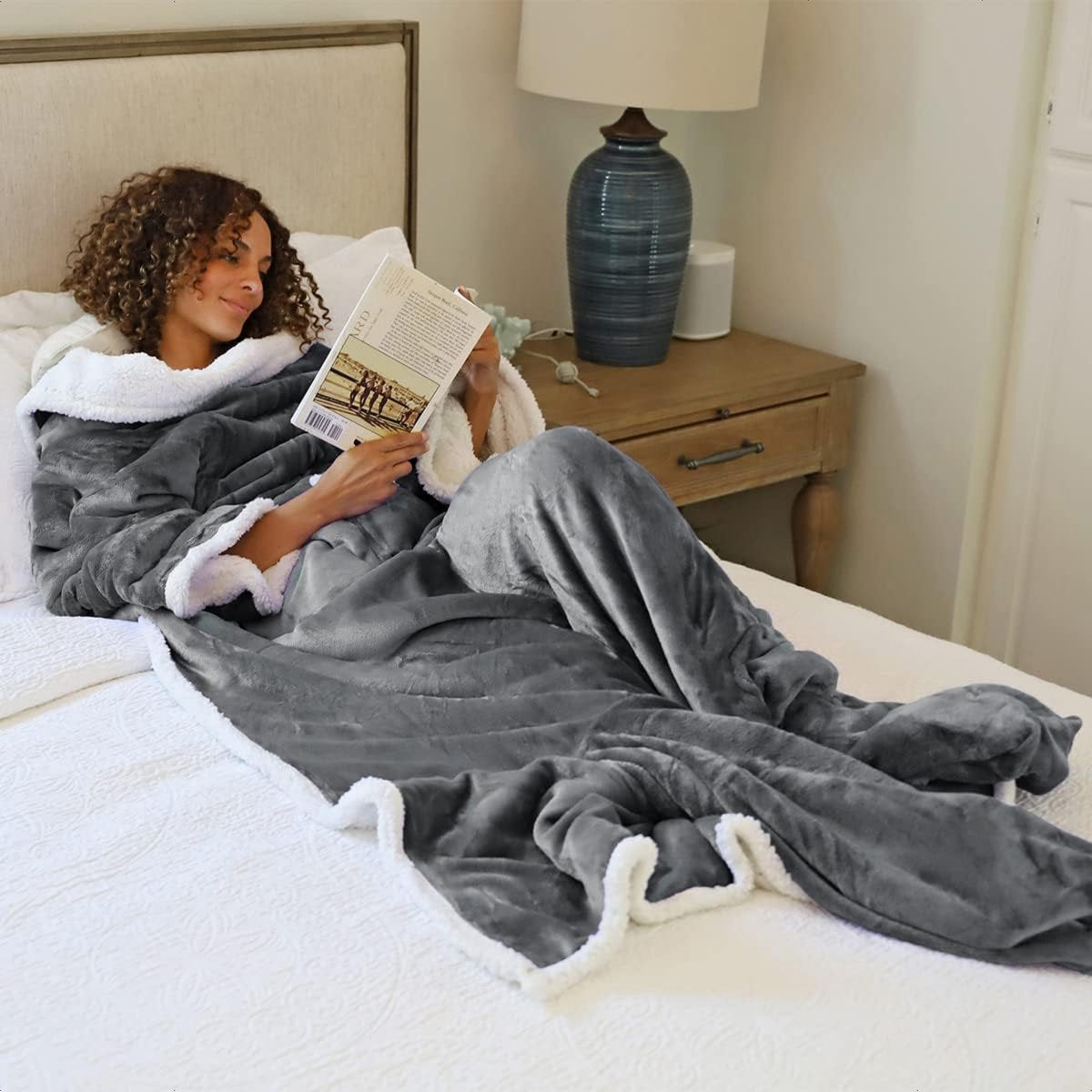 Lifestyle image of the wearable heated blanket